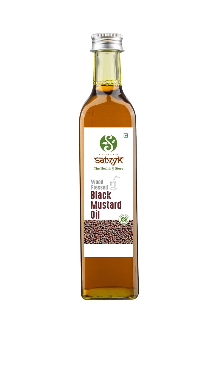 Mustard Oil | Black Mustard Oil - Organic – Wood Pressed Oil – No Added Chemicals & No Added Artificial Preservatives - Satvyk – 500ml