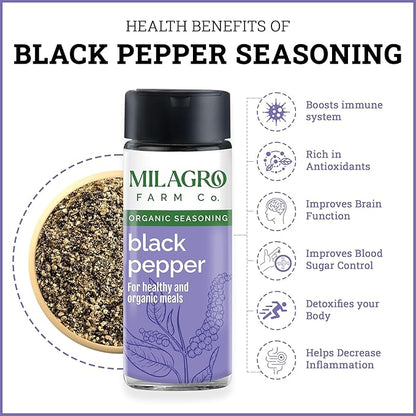 Seasoning | Black Pepper Seasoning - Organic &amp;amp; Healthy Meals – Organic – Additive Free &amp;amp; No Preservatives – Milagro Farm Co. – 50gm