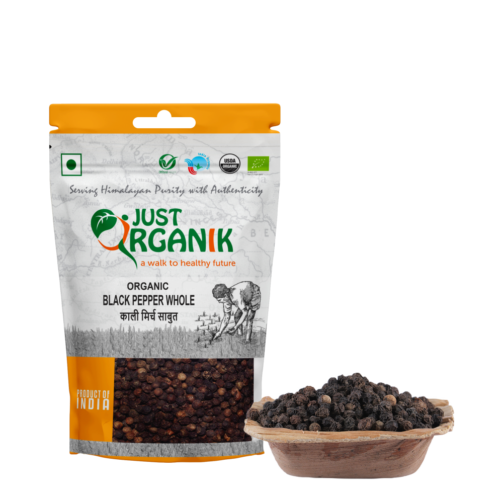 Black Pepper Whole | (Kali Mirch Sabut) - USDA Organic -  Just Organik – 50gm