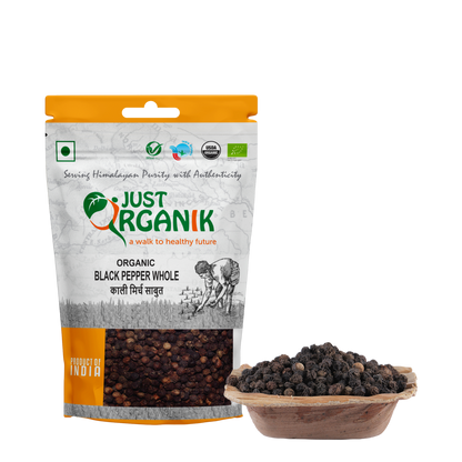 Black Pepper Whole | (Kali Mirch Sabut) - USDA Organic -  Just Organik – 100gm