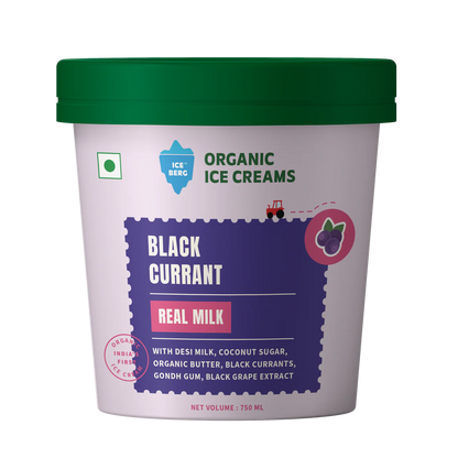 Ice Cream |Black Currant Ice Cream (Made From Real Milk, Gondh Gum, Organic Butter, Black Currant  ) - Churned with authentic &amp; Real Ingredients - Iceberg Organic Ice Cream - 750ml