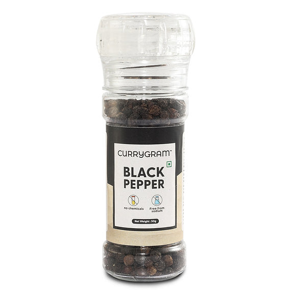 Black Pepper Grinder | Chemical Free &amp; No Added Sodium - Currygram - 50gm