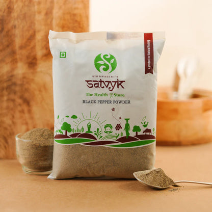 Black Pepper Powder | Bold &amp; Pungent - Freshly Ground Kali Mirch - Ideal for Seasoning, Digestion &amp; Warmth - No Fillers - Satvyk - 100gm Glass Bottle