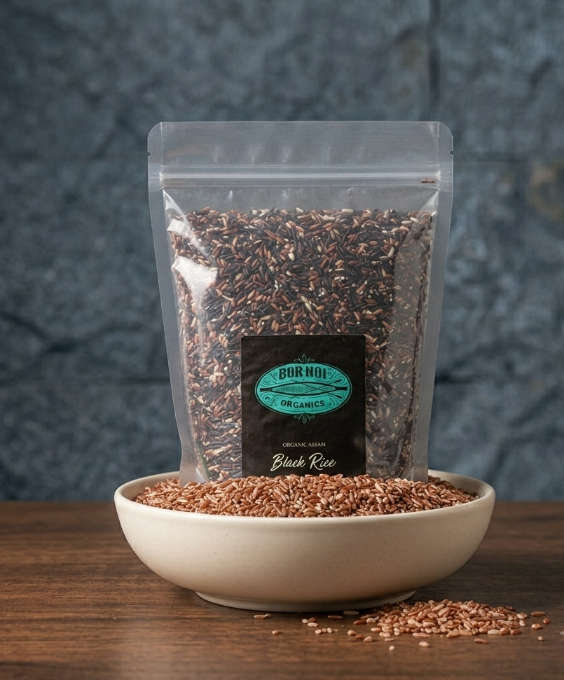 Rice | Black Rice – Straight From The Brahmaputra Valley Farms – The Medicinal Rice From Assam – USDA Organic – BOR-NOI ORGANICS – 1000gm