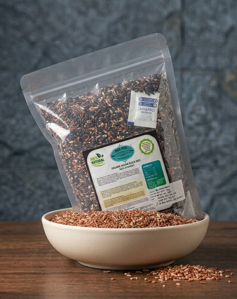 Rice | Black Rice – Straight From The Brahmaputra Valley Farms – The Medicinal Rice From Assam – USDA Organic – BOR-NOI ORGANICS – 1000gm