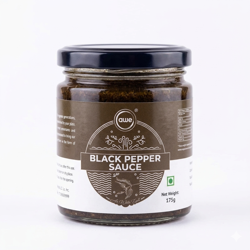 Pepper Sauce | Black - Vegan, Preservatives Free & No Msg - Awe - 175gm