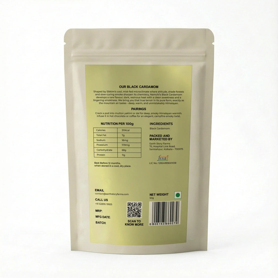 Whole Spices | Black Cardamom- Namchi(Sikkim) - Preservative-Free - Earth Story Farms- 50gm