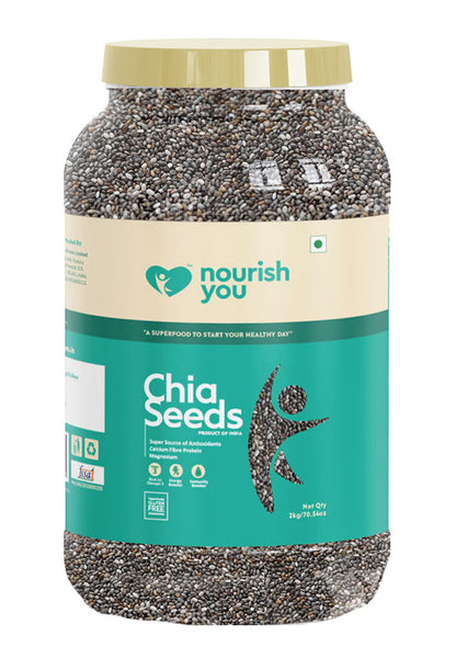 Chia Seed | Black Chia Seeds –USDA Organic-Rich In Omega 3, Energy Booster, Immunity Booster- Vegan, Gluten Free, Keto Friendly, Super Source Of Antioxidants Omega-3 Ala, Fibre, Protein, Calcium, Magnesium &amp;amp; Copper - Nourish You – 2000gm