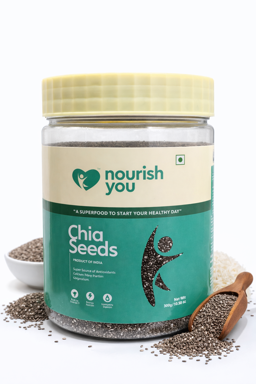 Seed | Black Chia Seeds - Raw - USDA Organic - Vegan &amp; Gluten Free - Nourish You - 300gm