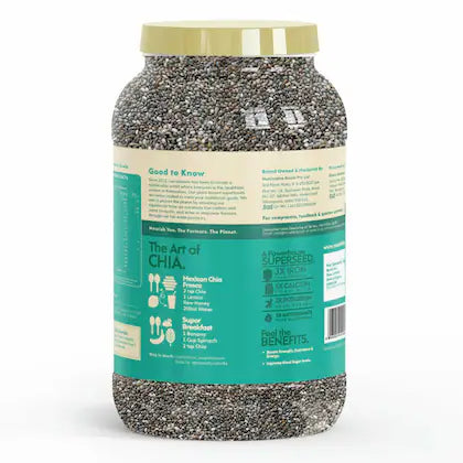 Chia Seed | Black Chia Seeds –USDA Organic-Rich In Omega 3, Energy Booster, Immunity Booster- Vegan, Gluten Free, Keto Friendly, Super Source Of Antioxidants Omega-3 Ala, Fibre, Protein, Calcium, Magnesium &amp;amp; Copper - Nourish You – 2000gm