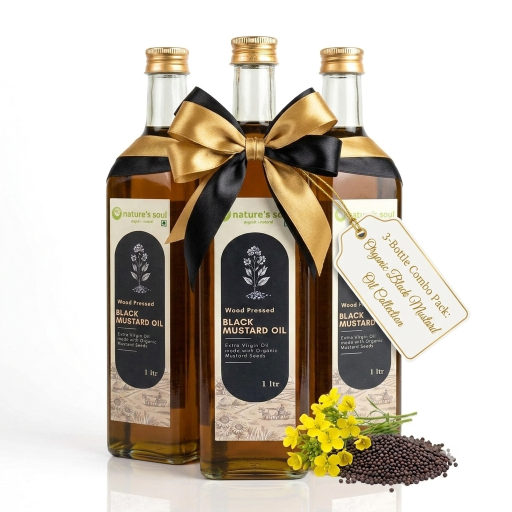 Black Mustard Oil (Wood Pressed) - Extra Virgin Oil - Made With Organic Mustard Seed -No Bleaching or Deodorizing, Preserves Healthy Fats-No Chemical Fertilizers or Synthetic Pesticide-Nature&