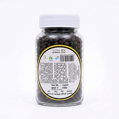 Black Pepper  (Tellicherry Bold Pepper)-Whole Black Pepper Corns- 100% Organic -No Preservative- Mrt Organic- 100gm