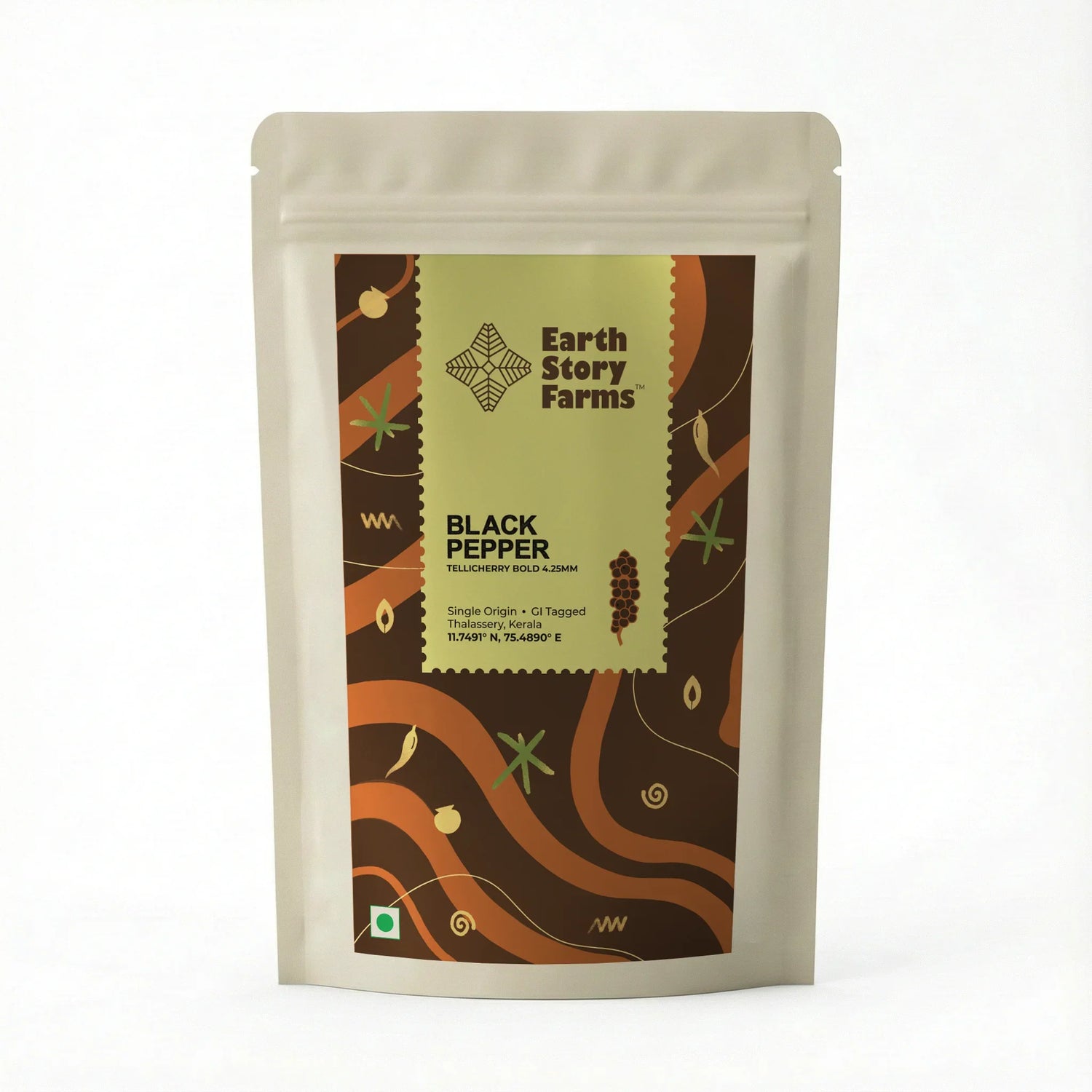Whole Spices | Black Pepper(Tellicherry Bold) - Thalassery (Kerala) - Preservative-Free - Earth Story Farms- 50gm