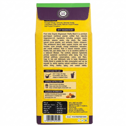Drink Mix | Magnesium Vitality Blend -100% Natural, Plant Based-No Artificial , Preservatives  Free - Mrt Organics - 200gm