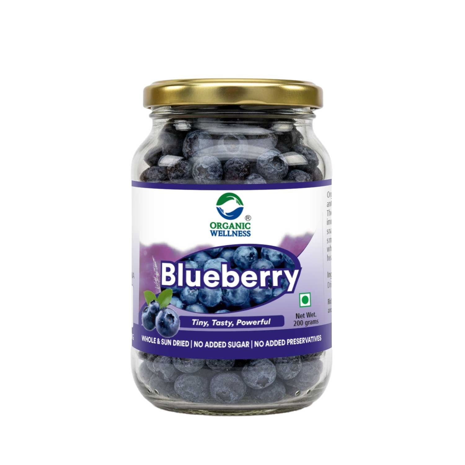Blue Berry-Whole &amp; Sun Dried (Tiny, Tasty, Powerful)- Boosts Energy, Supports Heart Health - No Added Sugar and Preservative Free- Organic Wellness - 200gm