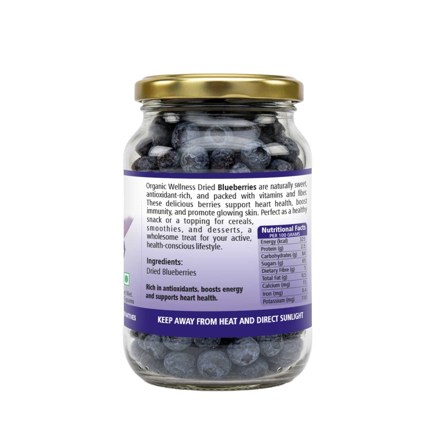 Blue Berry-Whole &amp; Sun Dried (Tiny, Tasty, Powerful)- Boosts Energy, Supports Heart Health - No Added Sugar and Preservative Free- Organic Wellness - 200gm