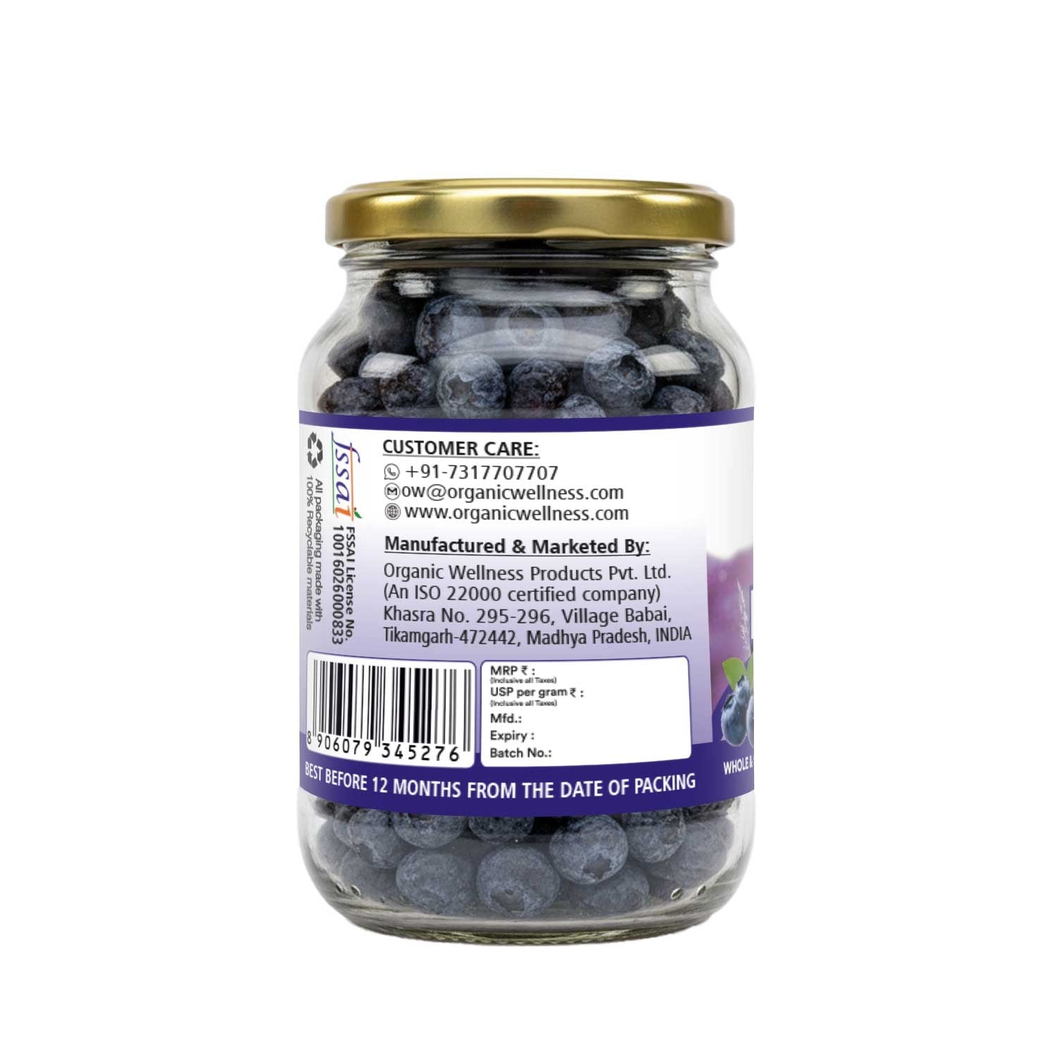 Blue Berry-Whole &amp; Sun Dried (Tiny, Tasty, Powerful)- Boosts Energy, Supports Heart Health - No Added Sugar and Preservative Free- Organic Wellness - 200gm
