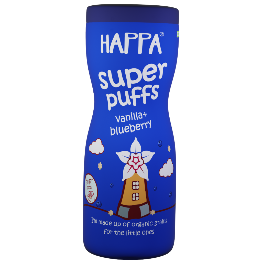 Puff | Blueberry And Vanilla Puff - Organic –Gluten Free, No Added Preservatives, No Added Sugar & No Salt - Happa - 40gm