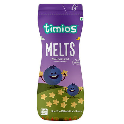 Blueberry Melts | For Babies – Non Fried Whole Grain Snack - High In Protein, Iron, No Added Preservatives &amp;amp; No Added Colors - Timios – 50gm