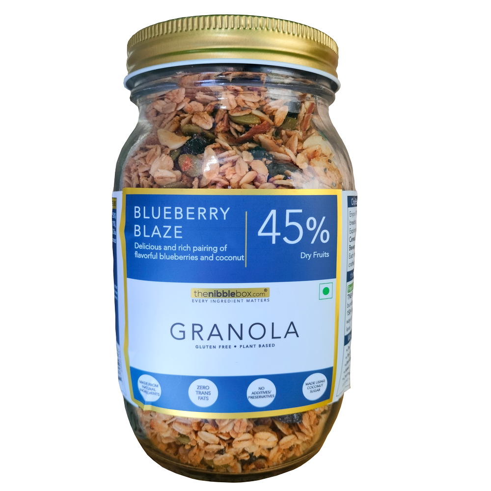 Granola | Blueberry Blaze Granola - Vegan &amp; Gluten Free - The Nibble Box - 500gm