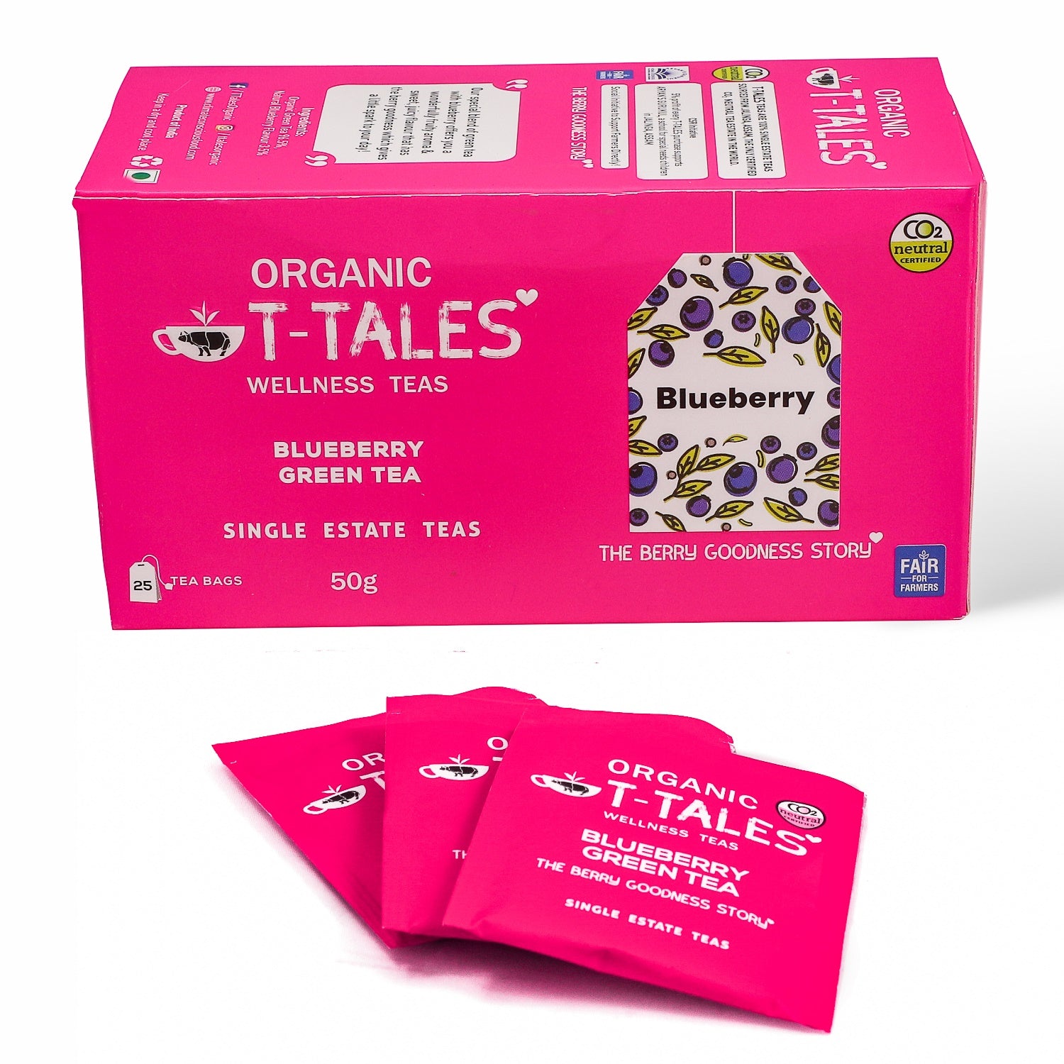 Tea | Blueberry Green Tea - Organic - Single Estate Teas - T-Tales - 25 Tea Bag