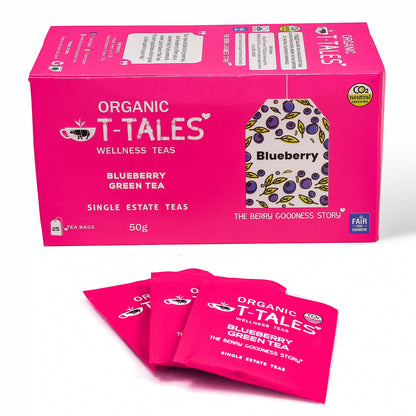 Tea | Blueberry Green Tea - Organic - Single Estate Teas - T-Tales - 25 Tea Bag