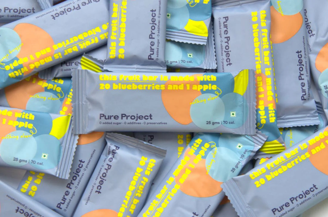 Fruit Bar | Bluberry Apple Fruit Bar - Vegan, Gluten Free &amp; High Fiber - Pure Project - 25gm
