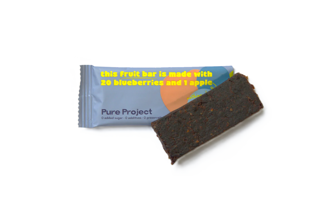 Fruit Bar | Bluberry Apple Fruit Bar - Vegan, Gluten Free &amp; High Fiber - Pure Project - 25gm