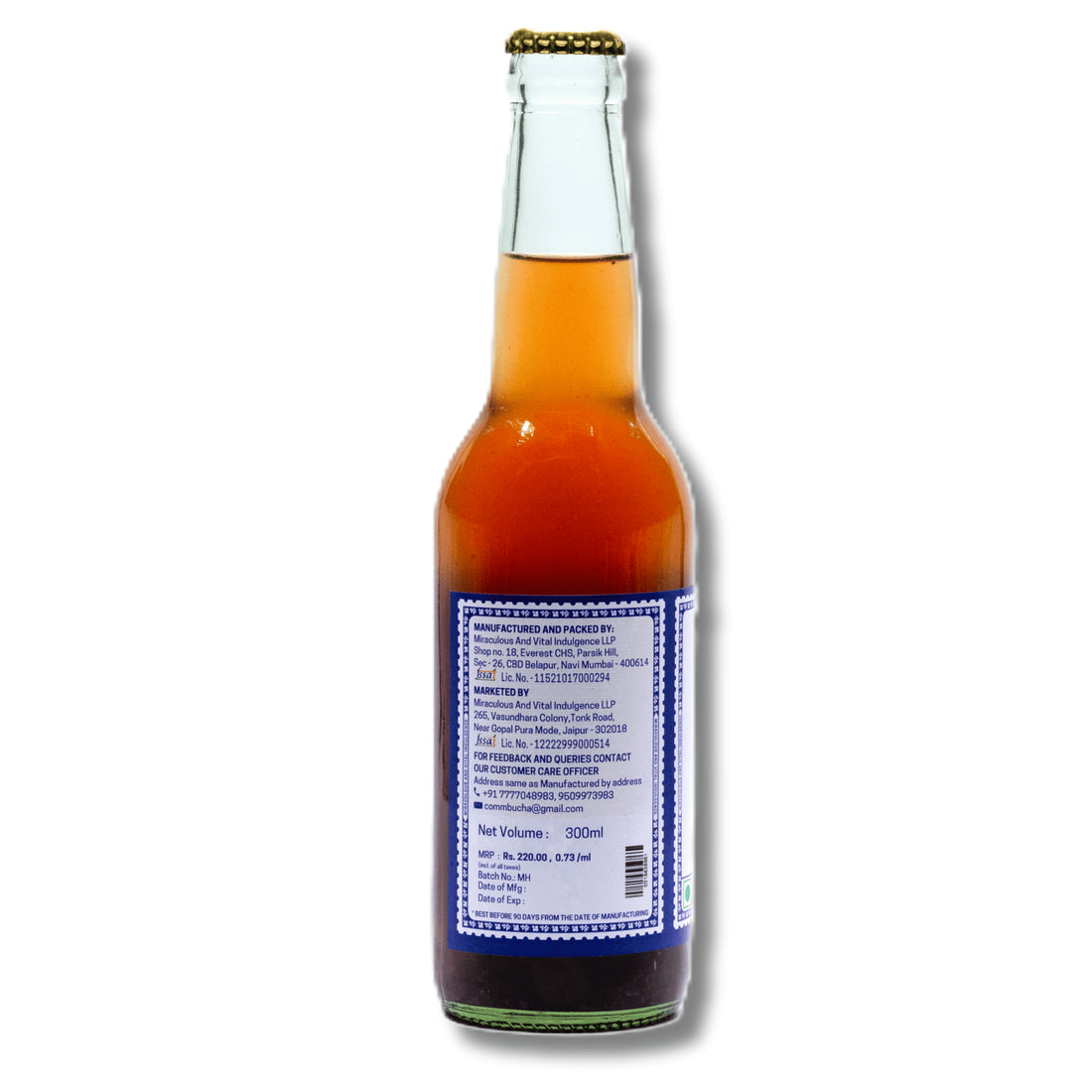 Kombucha | Blueberry &amp; Rose Kombucha - Raw &amp; Unpasteurized - Non Alcoholic - No Added Flavours &amp; No Preservatives - MAVI’s - 300ml