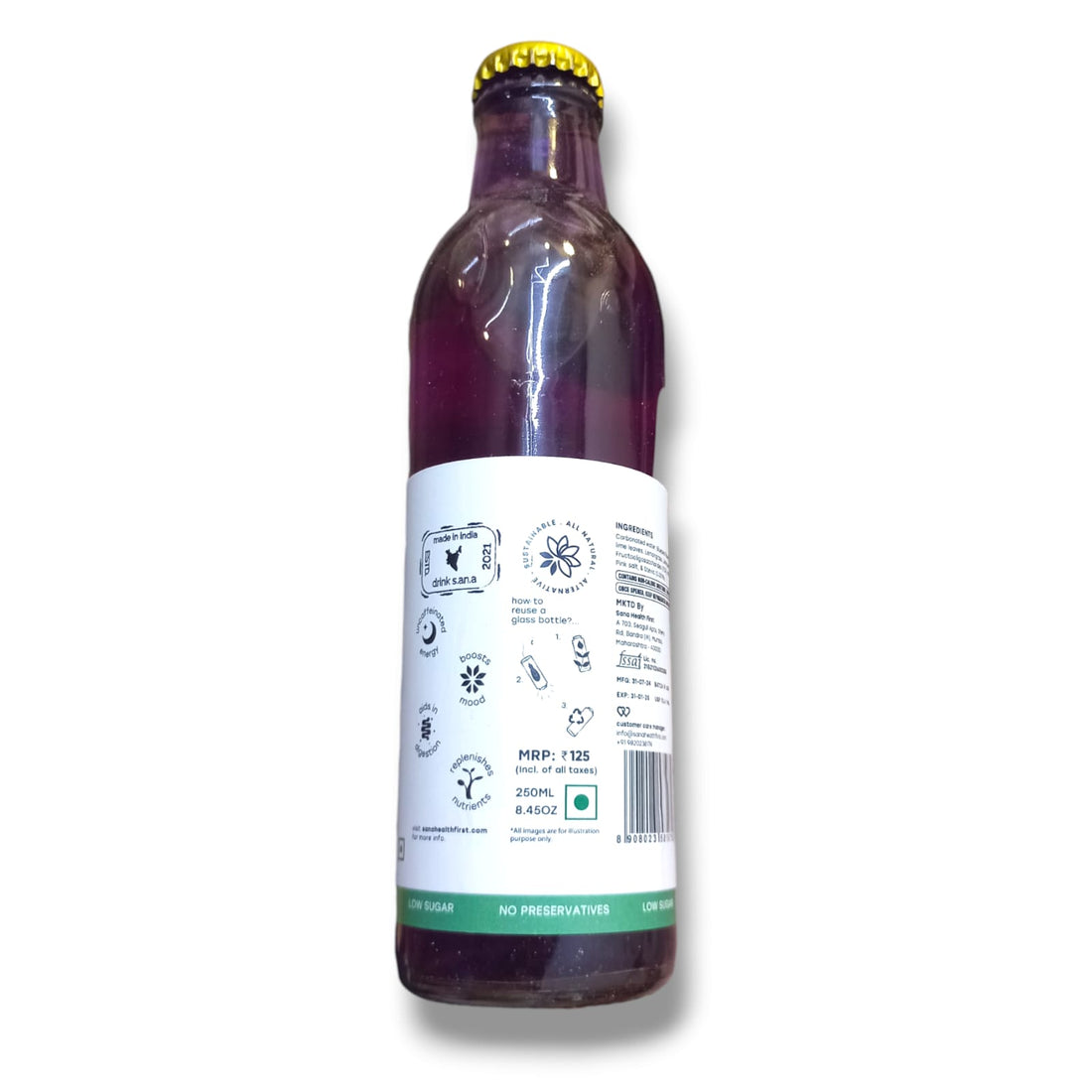 Sparkling Water | Bluepea Citrus Sparkling Water – Natural - No Added Preservatives &amp; Chemical Free – Sana Health First – 250ml