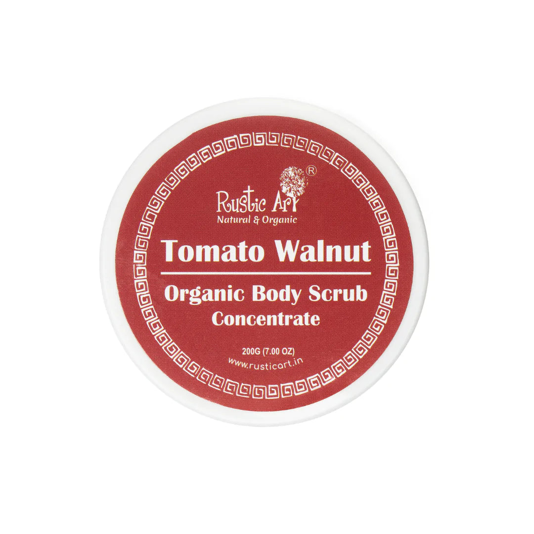 Body Scrub | Tomato Walnut (Enriched With Kaolin Clay &amp;amp; Papaya Extract) – Concentrate – Organic – Vegan, Sulphate &amp; Preservatives Free – Rustic Art – 200gm