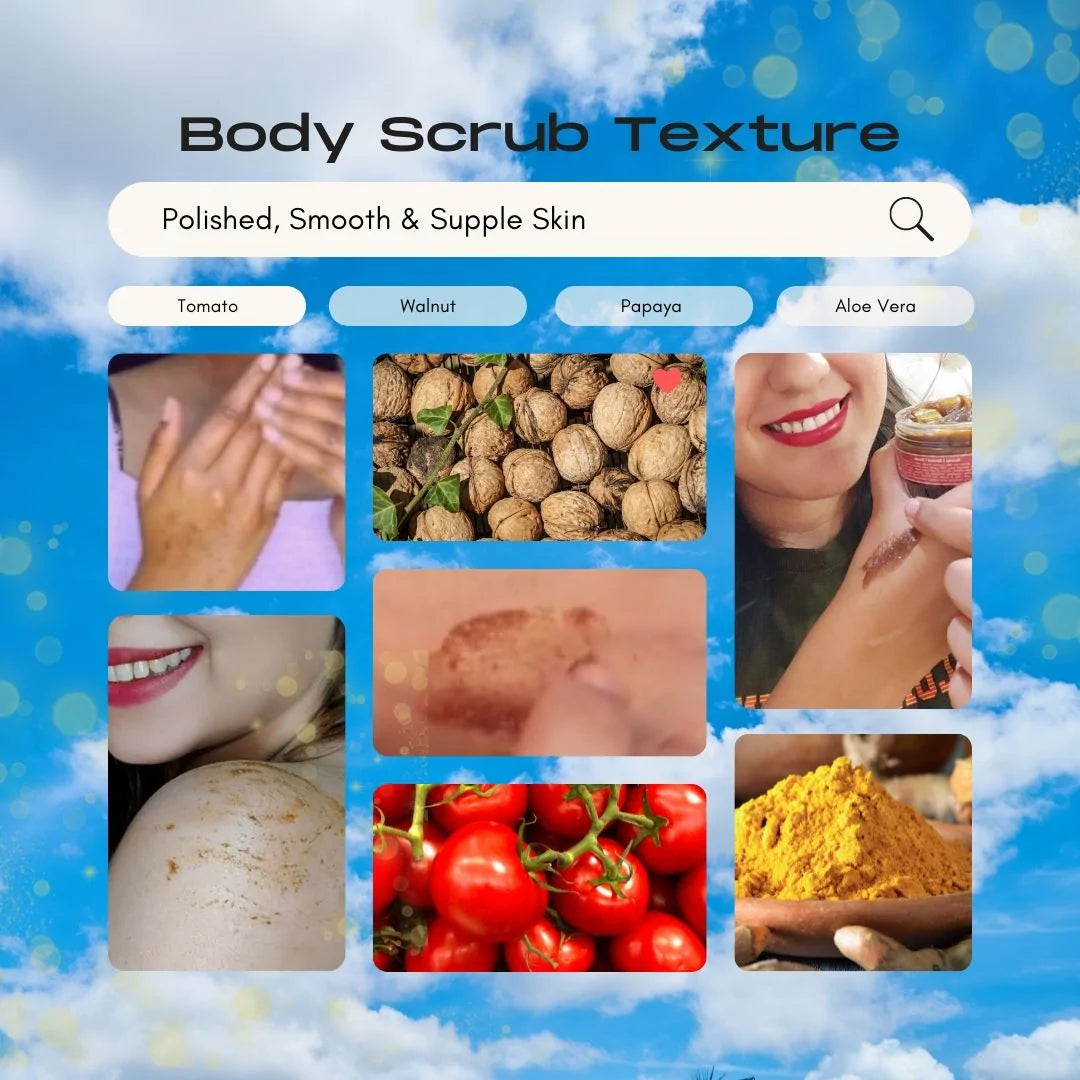 Body Scrub | Tomato Walnut (Enriched With Kaolin Clay &amp;amp; Papaya Extract) – Concentrate – Organic – Vegan, Sulphate &amp; Preservatives Free – Rustic Art – 200gm