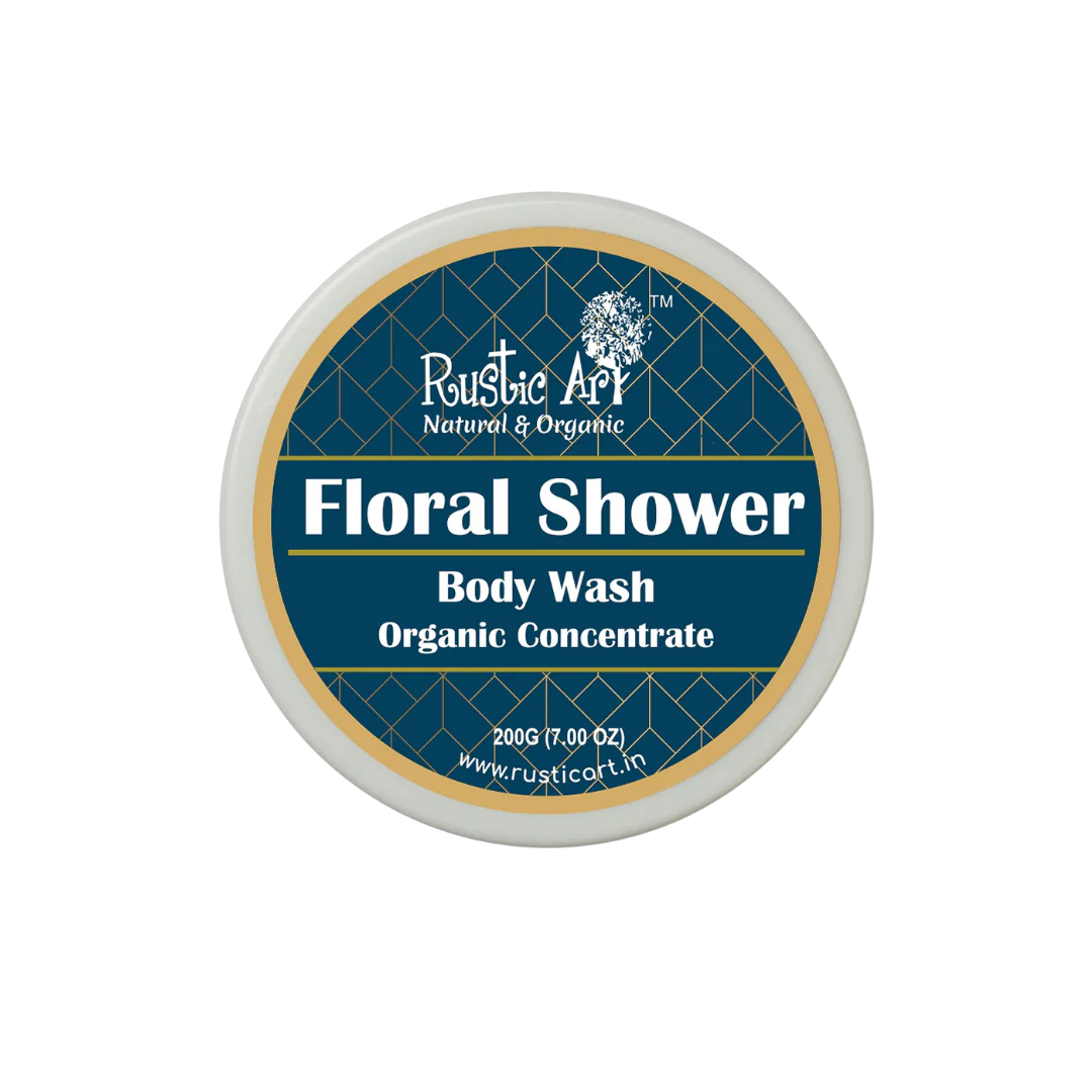 Body Wash | Floral Shower (Enriched With Tamarind &amp; Cacao Butter) – Concentrate – Organic – Vegan, Sulphate Free &amp; Preservatives Free – Rustic Art – 200gm