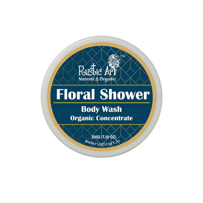 Body Wash | Floral Shower (Enriched With Tamarind &amp; Cacao Butter) – Concentrate – Organic – Vegan, Sulphate Free &amp; Preservatives Free – Rustic Art – 200gm