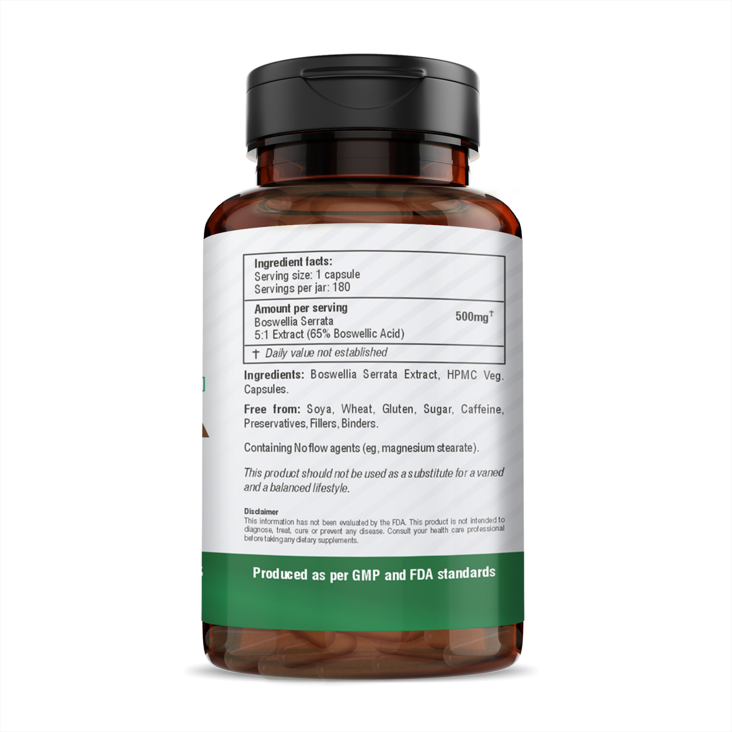 Boswellia Serrata | 5:1 Extract (65% Boswellic Acid) - Vegan, Gluten Free, Soya Free, Caffeine Free And No Added Preservatives, Fillers &amp;amp; No Added Binders - H&amp;C - 180 Vegan Capsules
