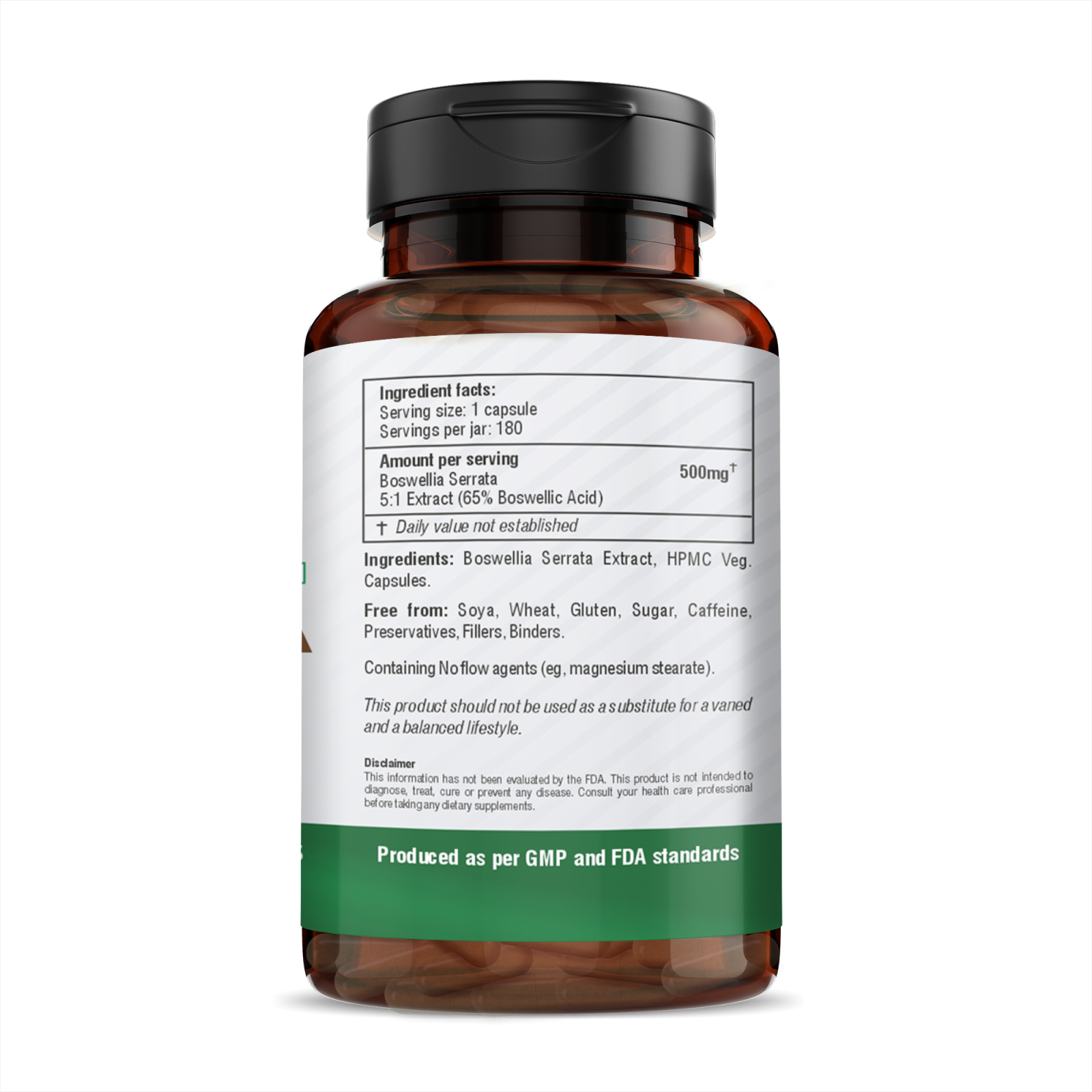 Boswellia Serrata | 5:1 Extract (65% Boswellic Acid) - Vegan, Gluten Free, Soya Free, Caffeine Free And No Added Preservatives, Fillers &amp;amp; No Added Binders - H&amp;C - 180 Vegan Capsules