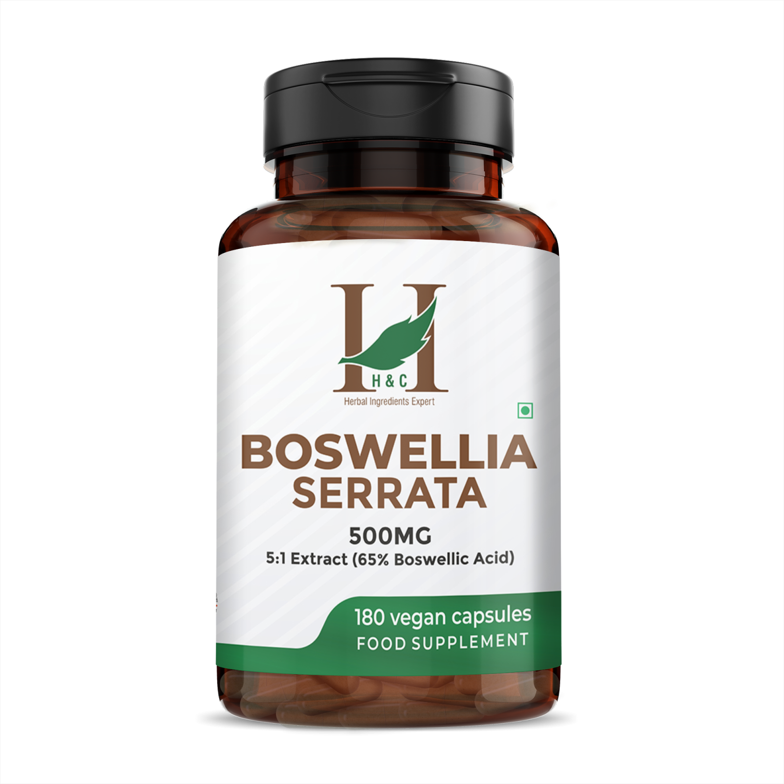 Boswellia Serrata | 5:1 Extract (65% Boswellic Acid) - Vegan, Gluten Free, Soya Free, Caffeine Free And No Added Preservatives, Fillers &amp;amp; No Added Binders - H&amp;C - 180 Vegan Capsules