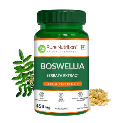 Boswellia Serrata Extract | Bone &amp; Joint Health – No Artificial Colors, preservatives, Or No Additives – Pure Nutrition – 450mg – 60 Vegetarian Tablets