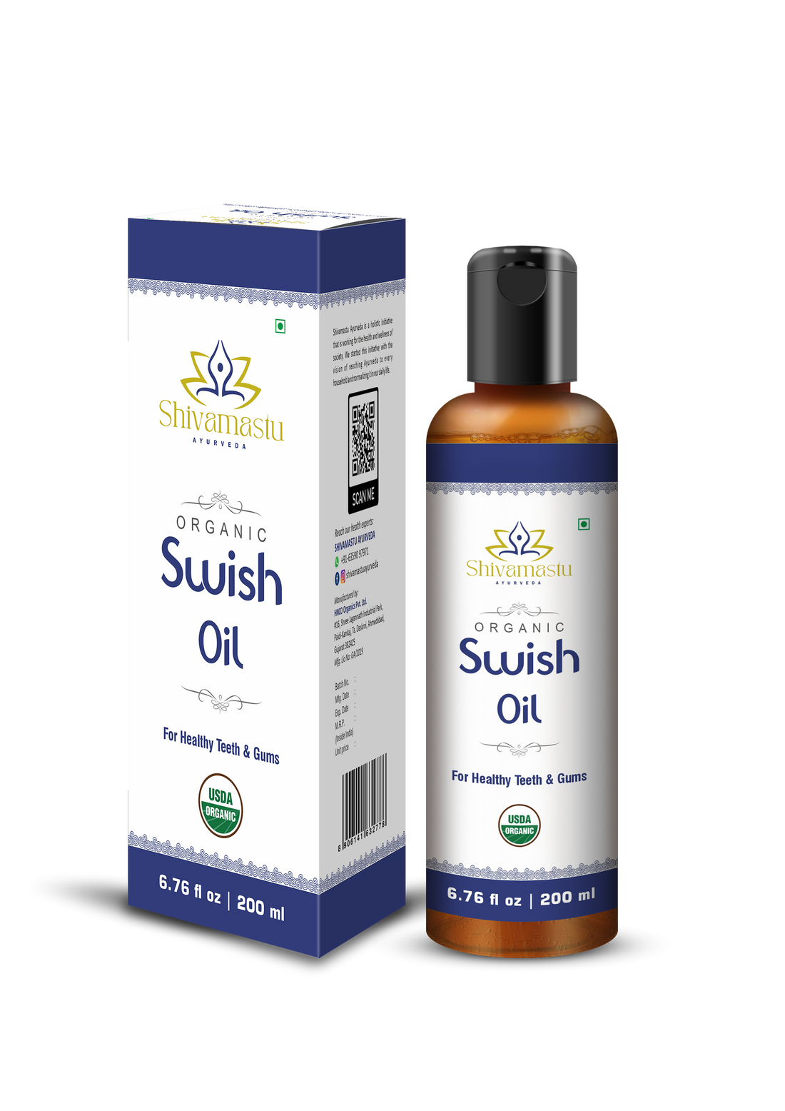 Swish Oil | (For Healthy Teeth & Gums) - USDA Organic - Shivamastu - 200ml
