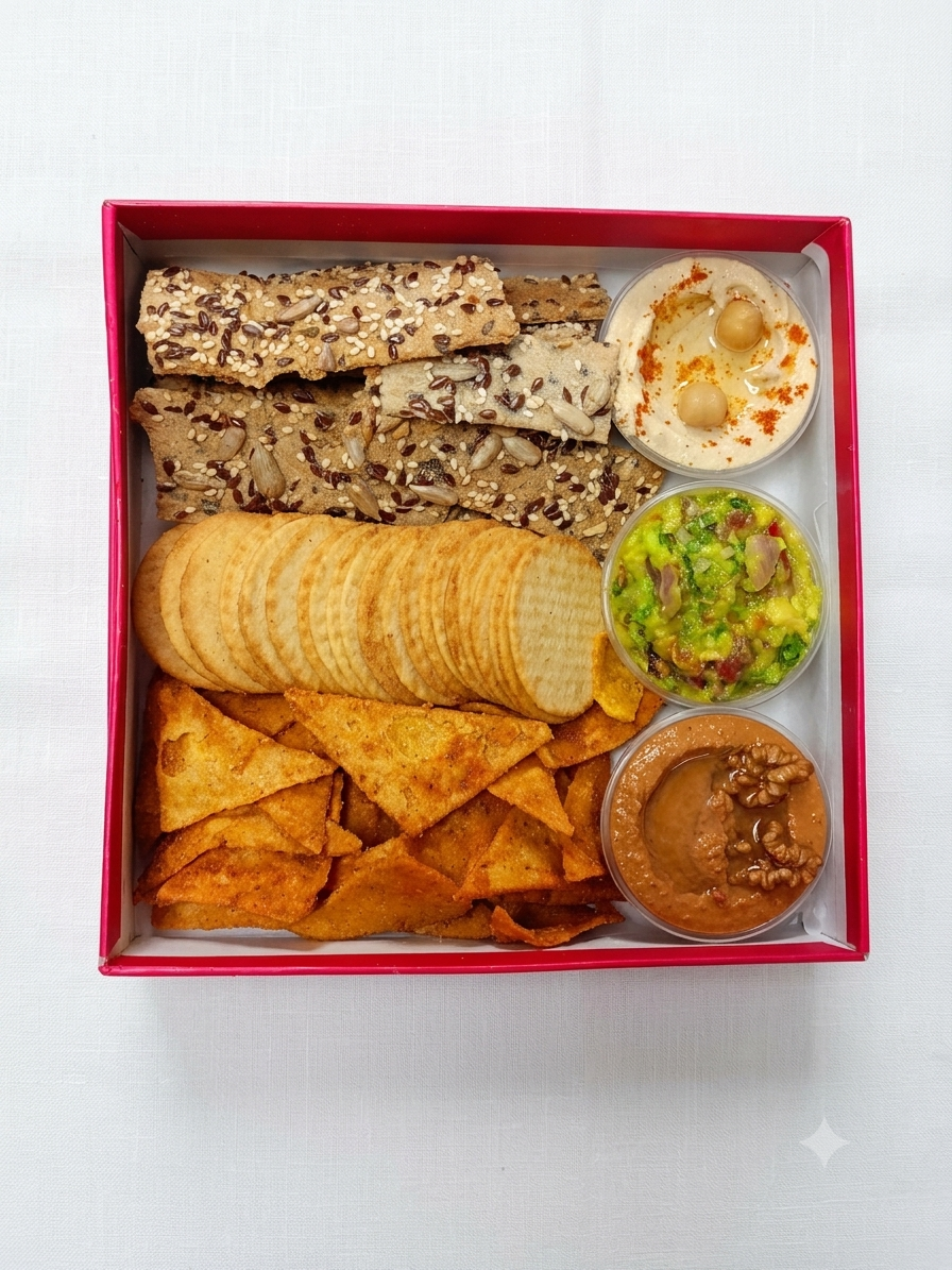 Chip and Dip Box- Premium Snacking &amp; Festive Gift Hamper- Made with Organic Ingredients - Ultimate Snack Platter