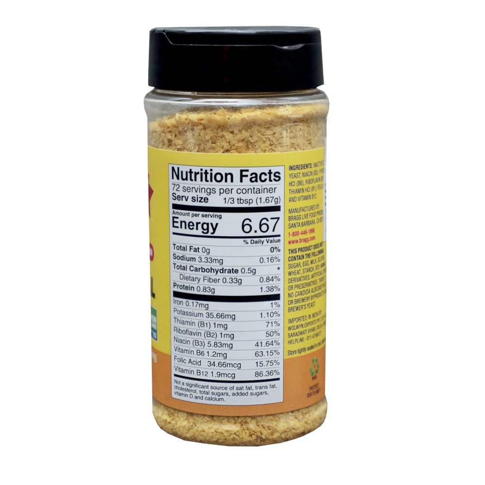 Premium Nutritional Yeast - Gluten Free, Sugar Free &amp;amp; Salt Free - Bragg Organic - 127gm