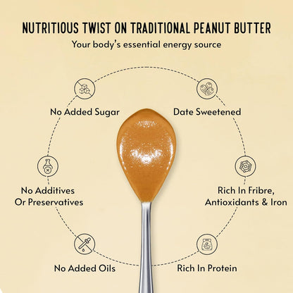 Peanut Butter | Sweetened With Premium Dates - No Added Sugar &amp;amp; No Palm Oil - Brawny Bear - 200gm
