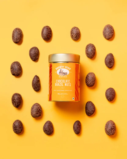 Nuts | Chocolate Brazil Nuts - 55% Date-Sweetened Dark Chocolate –No Added Sugar , No refined Sugar, No Fillers – Brawny Bear – 25gm