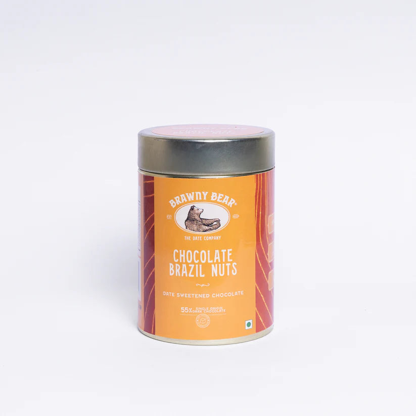 Nuts | Chocolate Brazil Nuts - 55% Date-Sweetened Dark Chocolate –No Added Sugar , No refined Sugar, No Fillers – Brawny Bear – 25gm