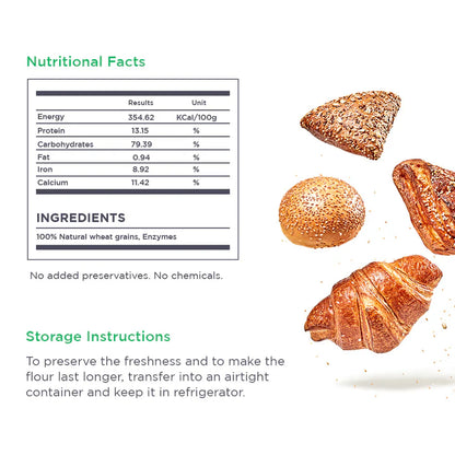 Bread Flour | Strong - For Artisan Breads, Baguettes, Buns, Sourdough, Focaccia &amp; Bagels - Unbleached - 13.1% Protein - Natural – Zero Added Preservatives – Raw Himalayas – 1000gm