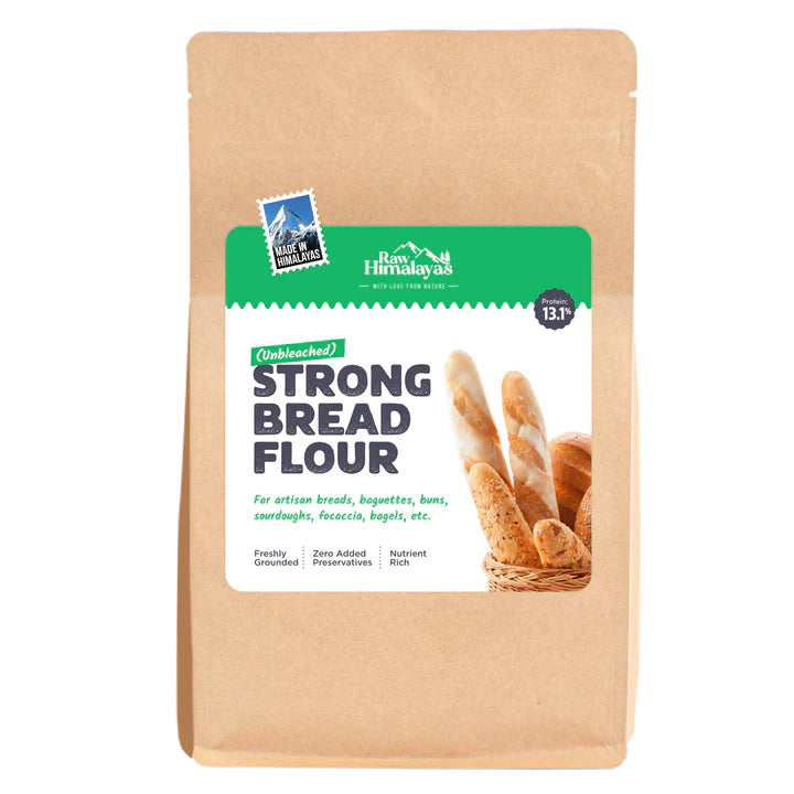 Bread Flour | Strong - For Artisan Breads, Baguettes, Buns, Sourdough, Focaccia &amp; Bagels - Unbleached - 13.1% Protein - Natural – Zero Added Preservatives – Raw Himalayas – 1000gm