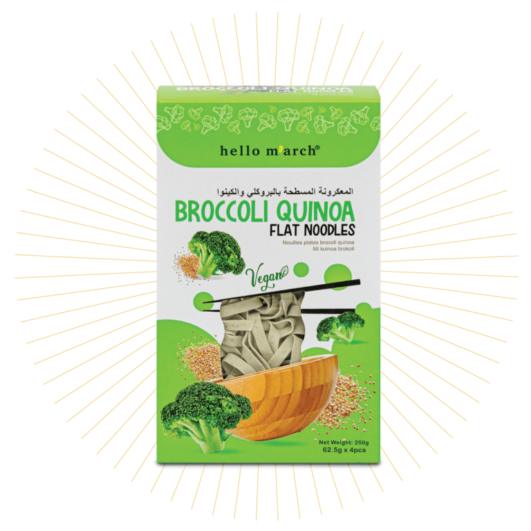 Noodles | Broccoli Quinoa Flat Noodles (Made From High Protein Wheat Flour, Organic Raw Quinoa) - Vegan, No Preservatives, No Artificial Colouring &amp; No Flavouring - Hello M&