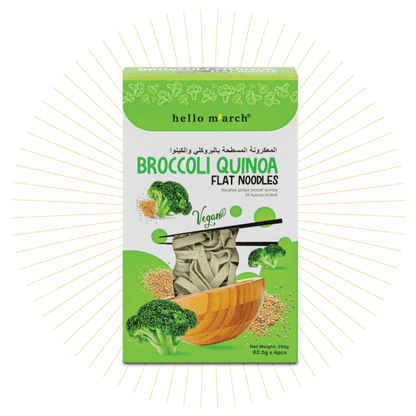 Noodles | Broccoli Quinoa Flat Noodles (Made From High Protein Wheat Flour, Organic Raw Quinoa) - Vegan, No Preservatives, No Artificial Colouring &amp; No Flavouring - Hello M&