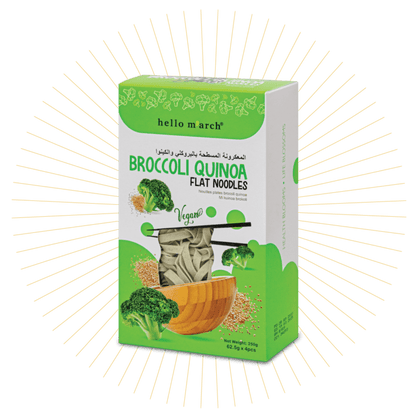 Noodles | Broccoli Quinoa Flat Noodles (Made From High Protein Wheat Flour, Organic Raw Quinoa) - Vegan, No Preservatives, No Artificial Colouring &amp; No Flavouring - Hello M&