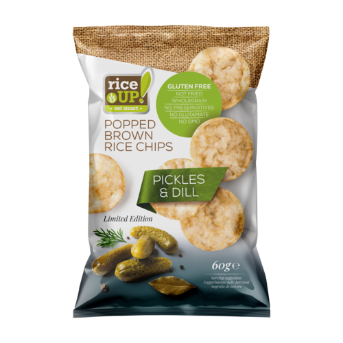 Chips | Brown Rice Chips – Pickles &amp;amp; Dill – Limited Edition - Gluten Free, Not Fried &amp;amp; Whole Grain - Riceup – 60gm